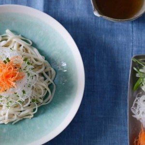 Udon used cold in salad as a summer dish at Yuki's Kitchen